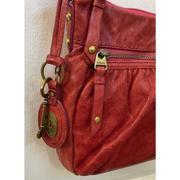 Fossil crossbody bag red leather crossbody - Picture 11 of 11